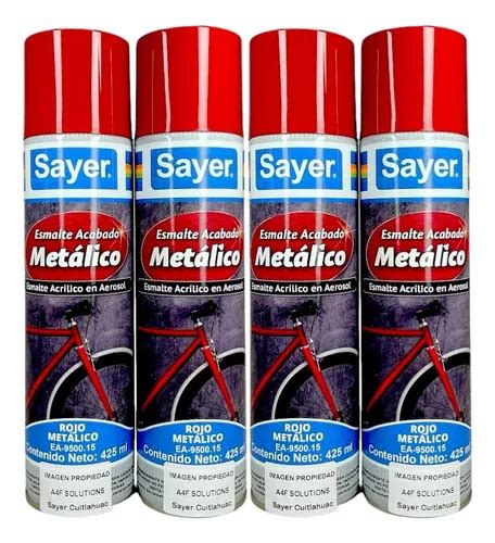 Pintura Para Metal En Acabado Metálico Rojo Sayer 4 Pzas