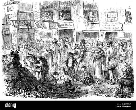 A Court For King Cholera Cartoon Of Overcrowded Unsanitary Urban Street Scene From 1852 Punch