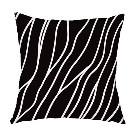 Dywade Cute Room Decor Simple Black White Pillow Cover Peach Skin