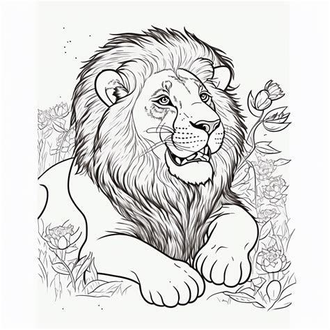 Realistic Lion Coloring Page