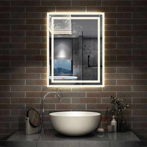 Illuminated Bathroom Mirror With Led Lights Wall Mounted Demister Touch