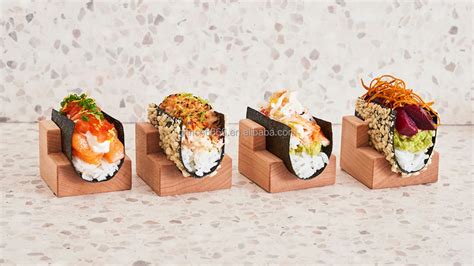 Wooden Temaki Hand Rolled Sushi Holder Cuisine Sushi Taco Stand