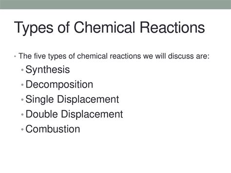 Types Of Chemical Reactions Ppt Download