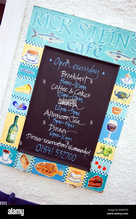 menu outside Rick Stein s Cafe in Padstow Cornwall UK Stock Photo - Alamy