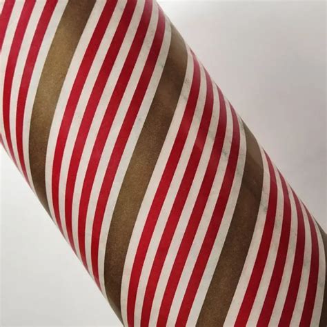 Vintage Department Store Wrapping Paper Roll Red Gold Stripe Christmas