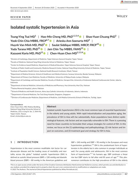 PDF Isolated Systolic Hypertension In Asia