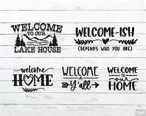 Welcome Svg Bundle Porch Sign Vertical Round Png Dxf Eps  Etsy