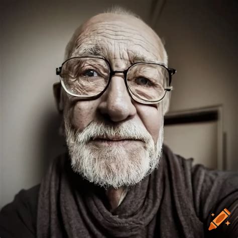 Elderly man taking a selfie on Craiyon