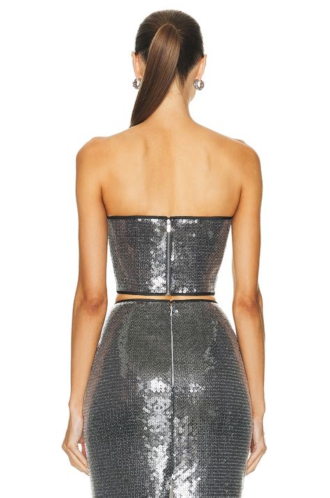 David Koma Sequin Bustier In Grey Fwrd