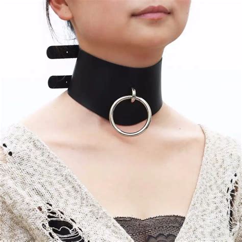 Punk Goth Leather Bondage Collar O Round Choker Necklace Bdsm Slave Collar Aliexpress