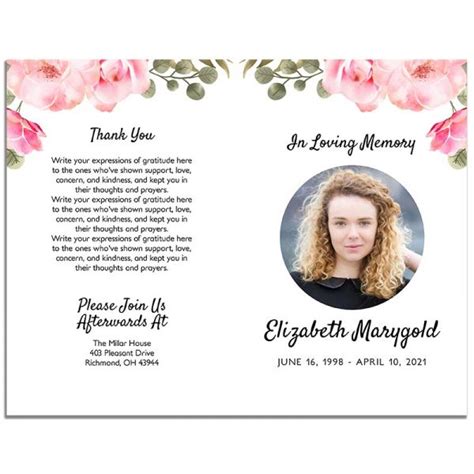 Vintage Floral Frame Funeral Program Template Pages Us Urns Online