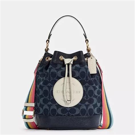 Coach Dempsey Drawstring Bucket Bag In Signature Denim Gem