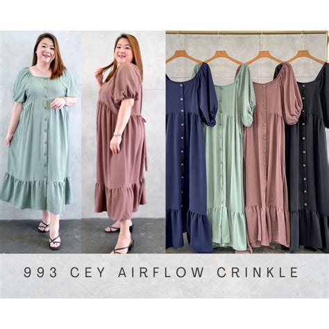 Jual Jumbo Hansa Dress Bigsize Material Cey Airflow Crinkle Fit To