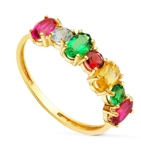 Bague Pierres Multicolores Or Jaune K Alda