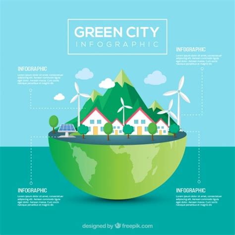 Free Vector | Cute eco-friendly city with mountains infography