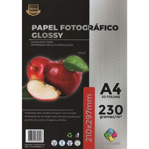 Papel A4 Fotográfico 230g X Colour Auto Brilho Kit 40 Folhas