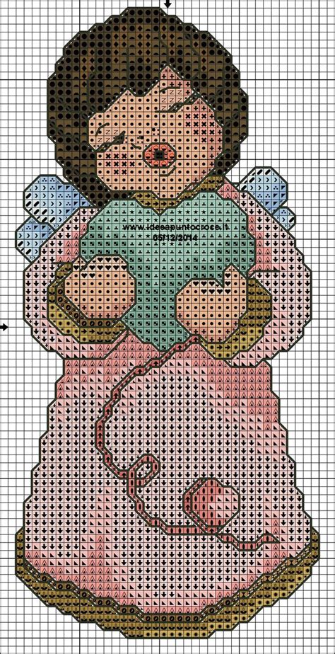 Schema Angelo Thun Col Cuore Cross Stitch Angels Diy Cross Stitch