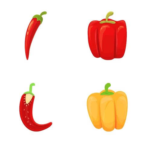 Premium Vector Various Pepper Icons Set Cartoon Vector Sweet And Hot Pepper