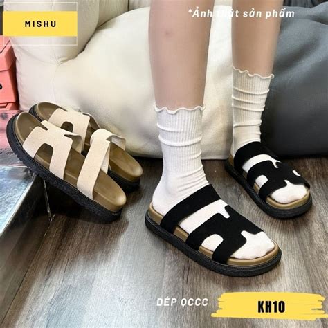 Dép nữ quai ngang bản chữ da lộn mềm bản QCCC sang xịn Dép thời trang nữ hot trend Shopee