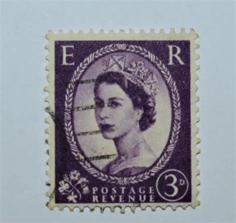 Vintage E R Wilding Queen Elizabeth Ii Postage Stamp Purple