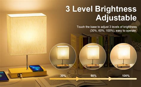 Lampe de Chevet Tactile 3 Intensité avec Chargeur Sans Fil 10W 2 Ports