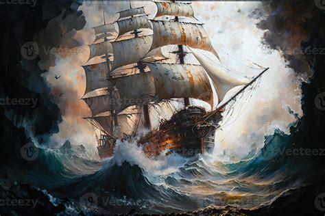 Massive Pirate Ship large splashes large transparent 22249653 Stock Photo at Vecteezy