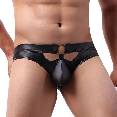 Low Rise Faux Leather Jockstrap Men S Lingerie Free Shipping