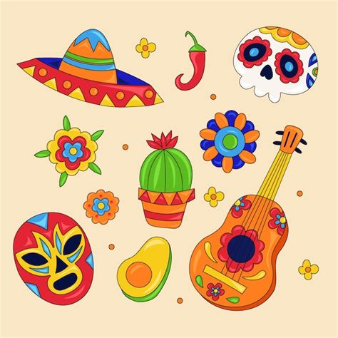 Colección de elementos planos mexicanos Vector Gratis