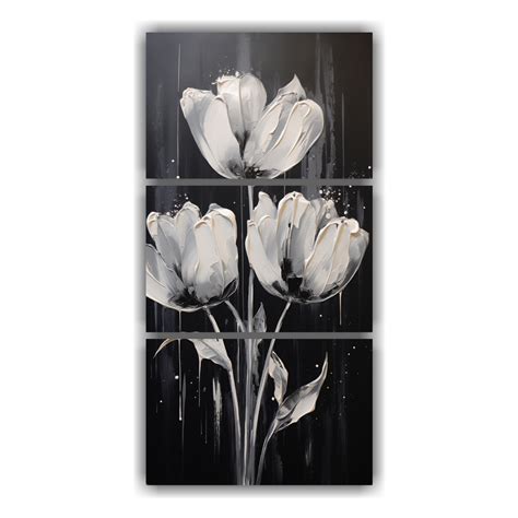 Pintura En Lienzo TULIPS Negras Estilo Comedor Cuadros Decorativos De