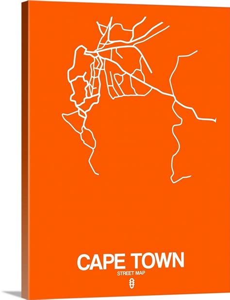 Cape Town Street Map Orange Great Big Canvas