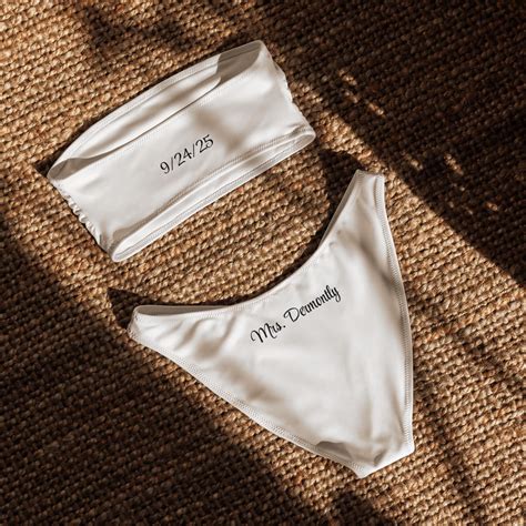 Personalized Bride Bikini Set Custom Mrs Bandeau Swimsuit