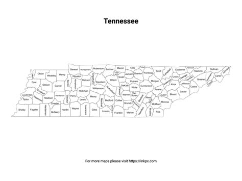 Printable Map of Tennessee County with Labels · InkPx