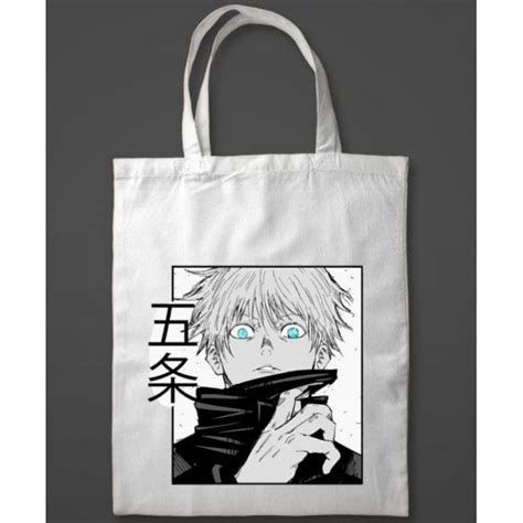 PUTIH Gojo Satoru Anime Jujutsu Kaisen Totebag White 100 Thick And