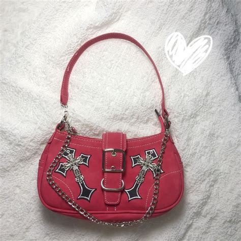 Y2K Millennium Hot Girl Cross Rose Red Retro Baguete Bolsa Transversal De Nicho Shopee Brasil
