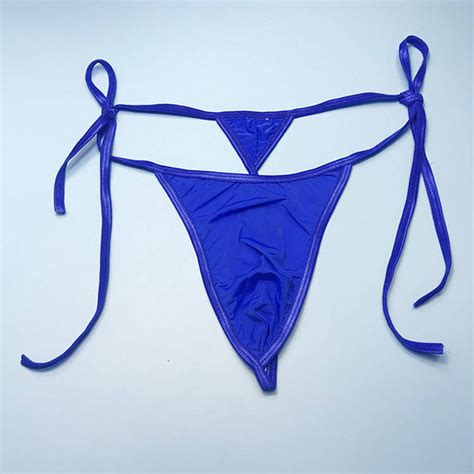 Mens Swimwear Thongs Bandage Ice Silk G String Micro Pouch Bikini