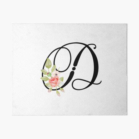 Floral Monogram Fancy Script Letter D Art Board Print For Sale By