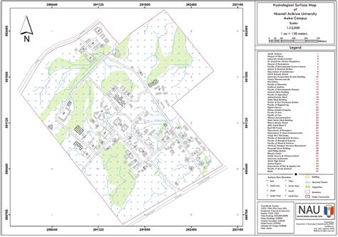 Hydrological Surface Map Of Nnamdi Azikiwe University Awka Campus