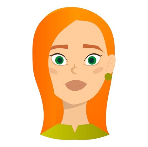 Premium Vector The Face Of A Girl With Green Eyes And Red Hair