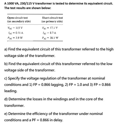 Solved A Va V Transformer Is Tested To Determine Chegg