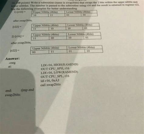 16 10 Points Write A Subroutine Name Is Swap2bits Chegg