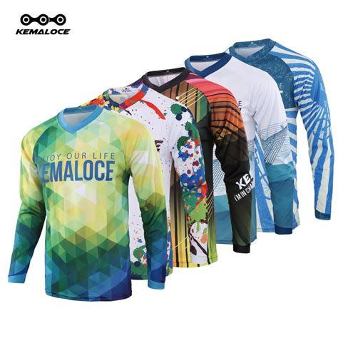 Kemaloce Autumn Motocross Jersey Long Sleeve Green Racing Mtb