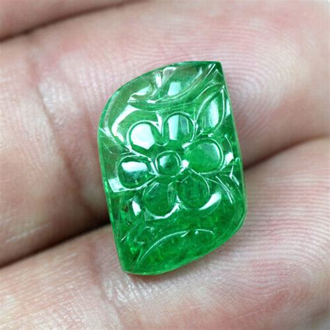 Natural Top Green Emerald Hand Made Carving 8 06 Cts Untreated Gemstone