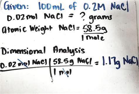 [Solved] Calculate the Moles and mass of NaCl. Show your work | Course Hero