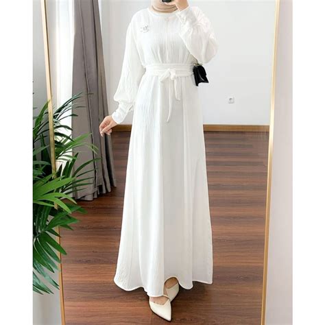 Jual Soraya Dress Gamis Remaja Polos Free Belt Tali Busui Outfit Hijab