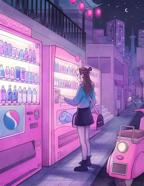 Vending Machine | Pastel aesthetic, Aesthetic anime, Purple aesthetic