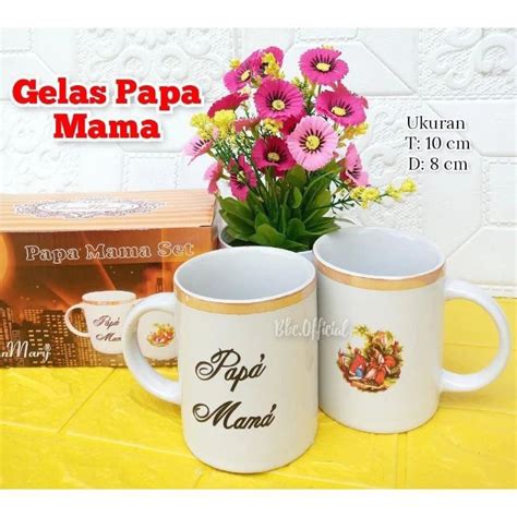 Jual GELAS MAMA PAPA BAHAN KACA DAN KERAMIK GELAS CANGKIR COUPLE