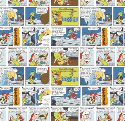 Disney Pinocchio Comic Strips 100 Cotton Fabric Etsy