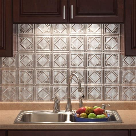 Fasade 18 in. x 24 in. Traditional 4 PVC Decorative Backsplash Panel in ...