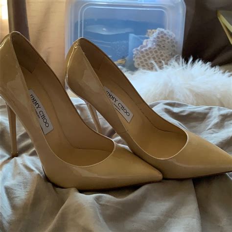 Jimmy Choo Nude Patent Leather Anouk Pumps Gem