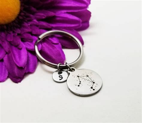 Libra Keychain Zodiac Keychain Personalized Keychain Initial Keyring